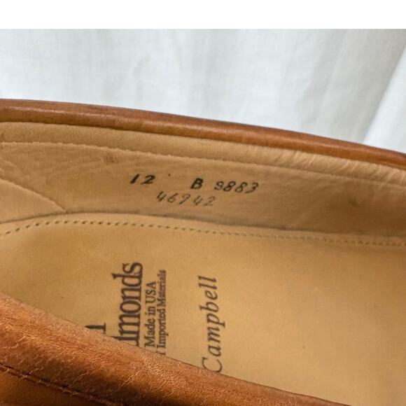 Allen Edmonds CAMPBELL Mens Brown Leather Loafers Size 12 B Dress Shoes Tan - Picture 5 of 8